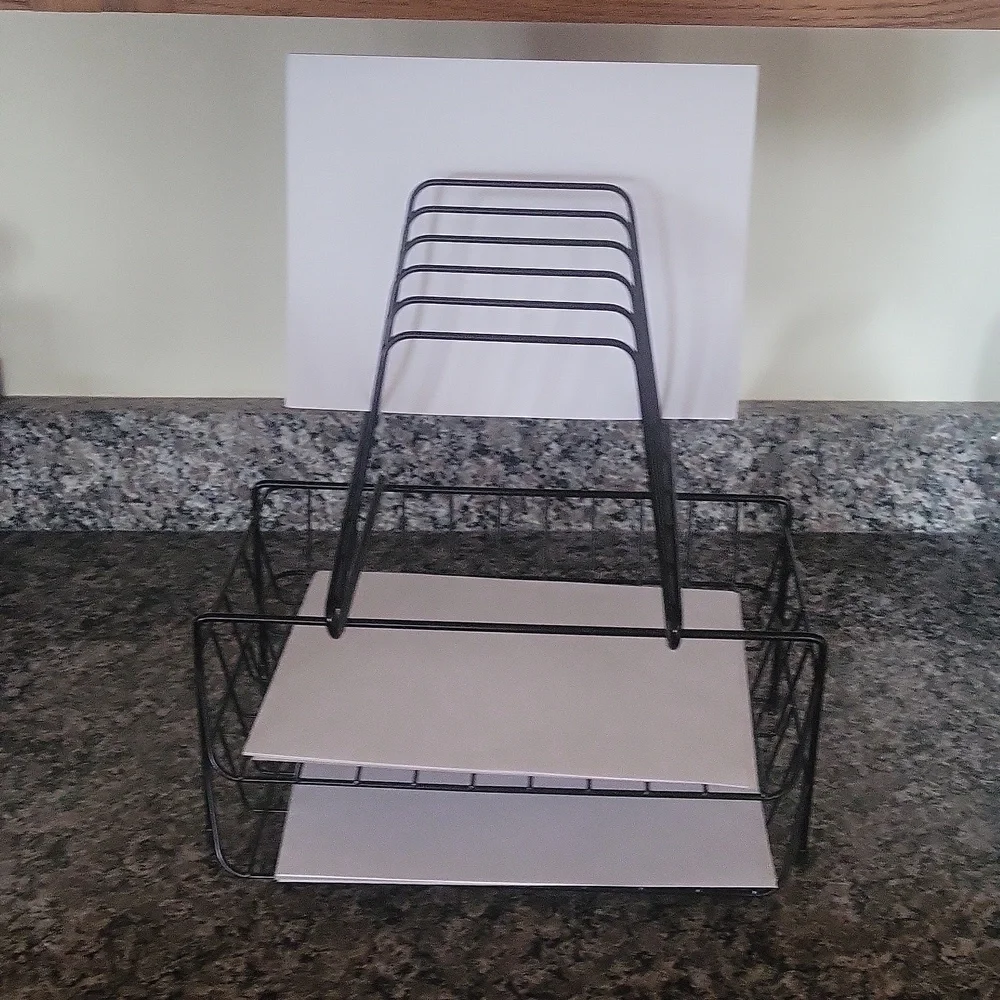 Paper tray organizer w/ multiple bins 2 horizontal and 6 vertical black
